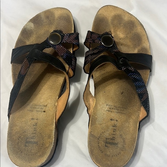 Shoes - Women's Black and Brown Sandals Think!